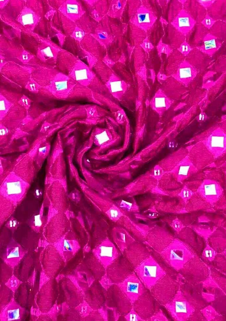 Girls Magenta Pink Embellished Silk Sharara Set