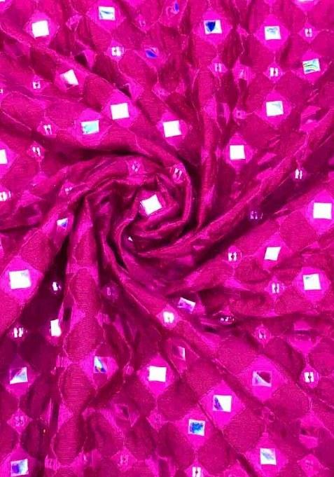 Girls Magenta Pink Embellished Silk Sharara Set