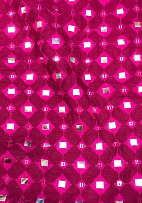 Girls Magenta Pink Embellished Silk Sharara Set