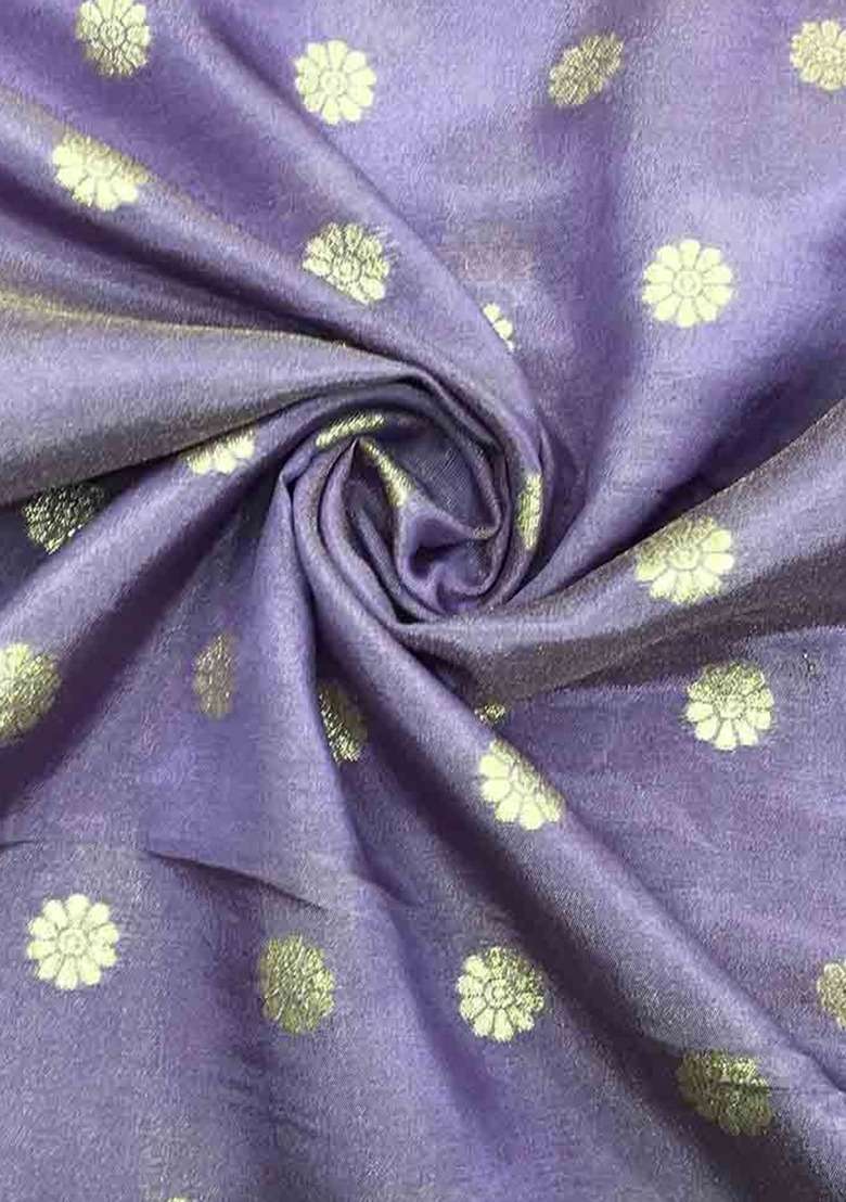 Girls Purple Floral Print Tissue Fusion Set - Indya