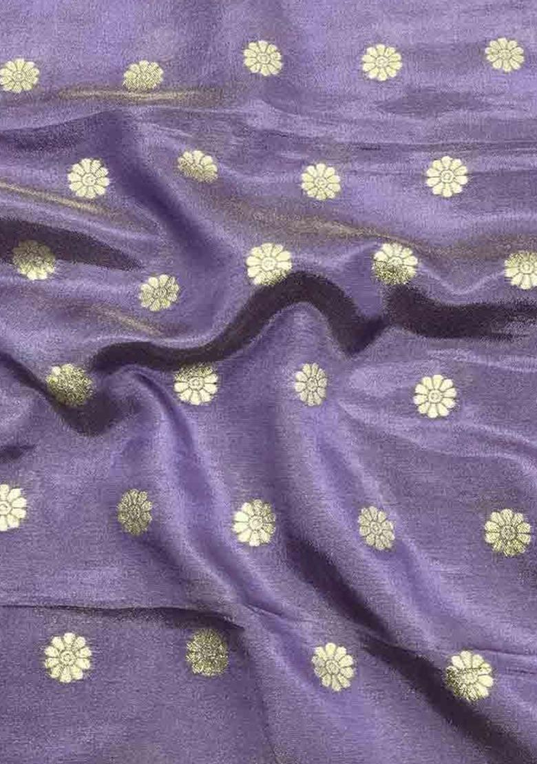 Girls Purple Floral Print Tissue Fusion Set - Indya