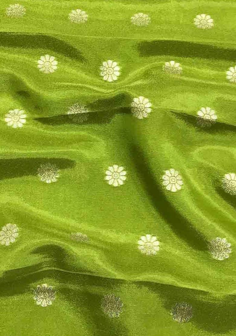 Girls Green Floral Print Tissue Fusion Set - Indya