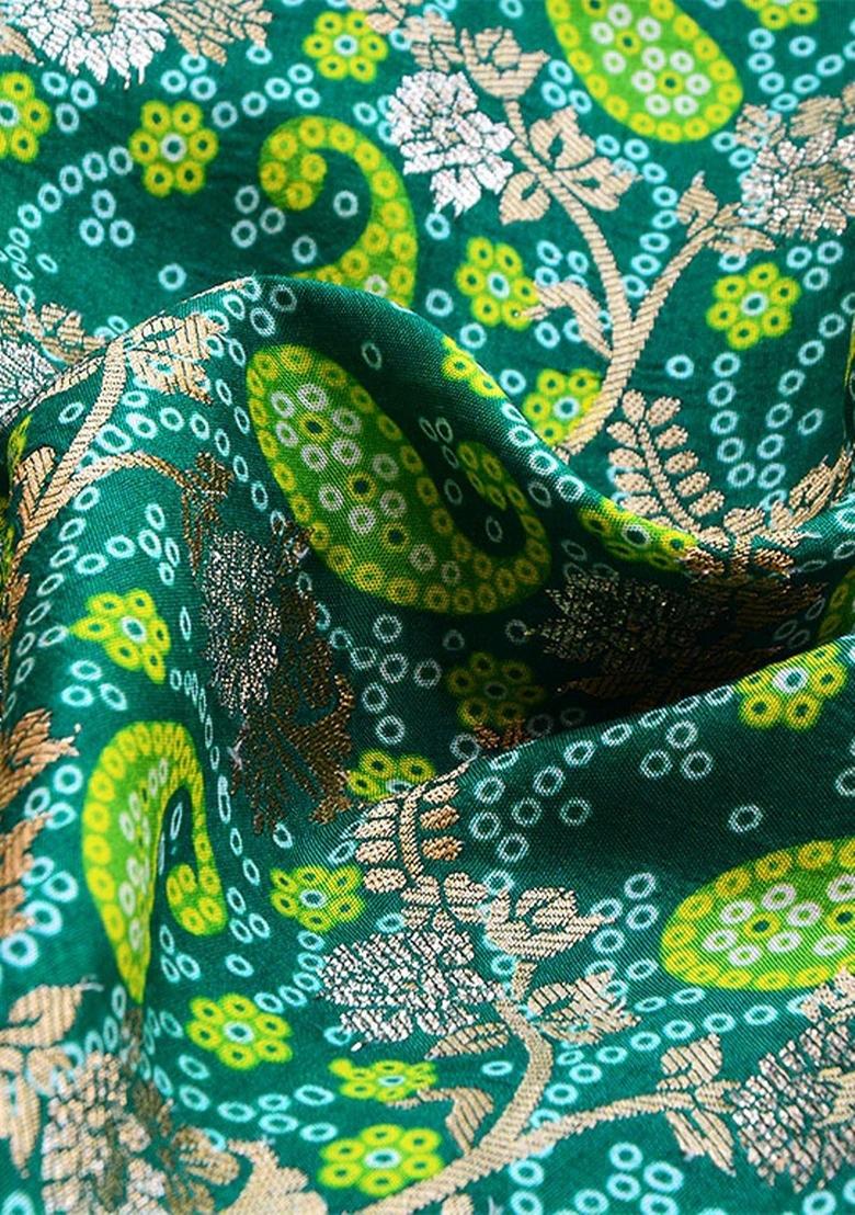 Girls Green Embroidered Jacquard Sharara Set - Indya