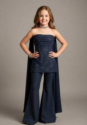 Girls Blue Weaving Knit Sharara Set