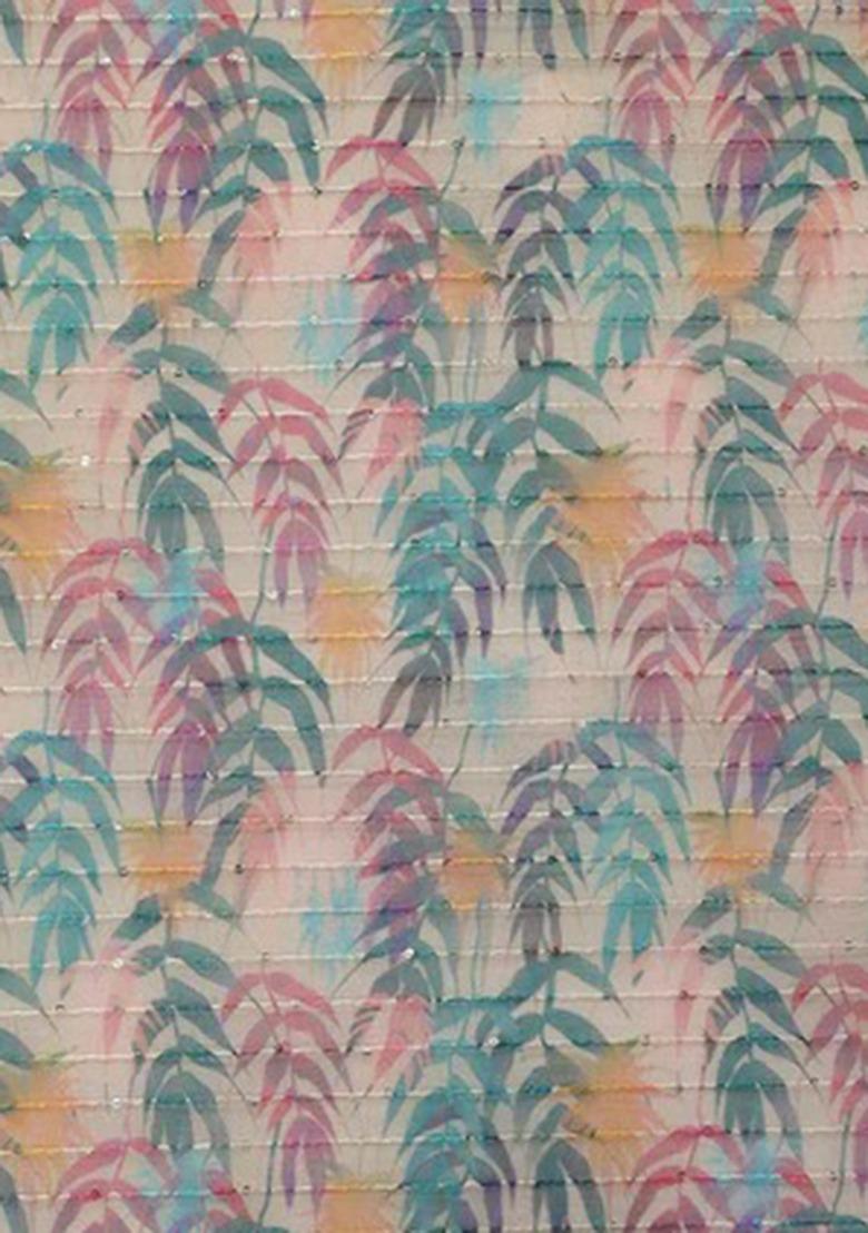 Girls Pink Floral Print Organza Fusion Set - Indya