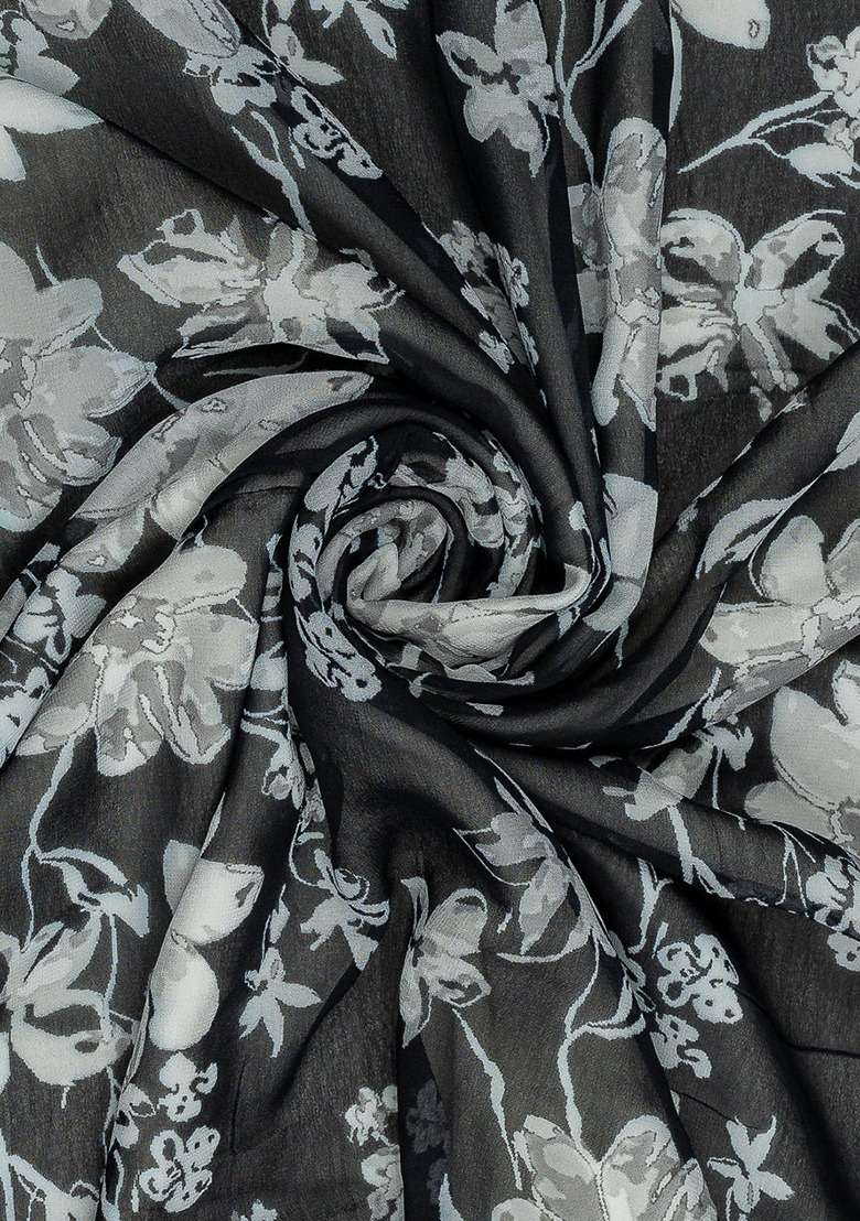 Girls Black Floral Print Georgette Sharara Set - Indya