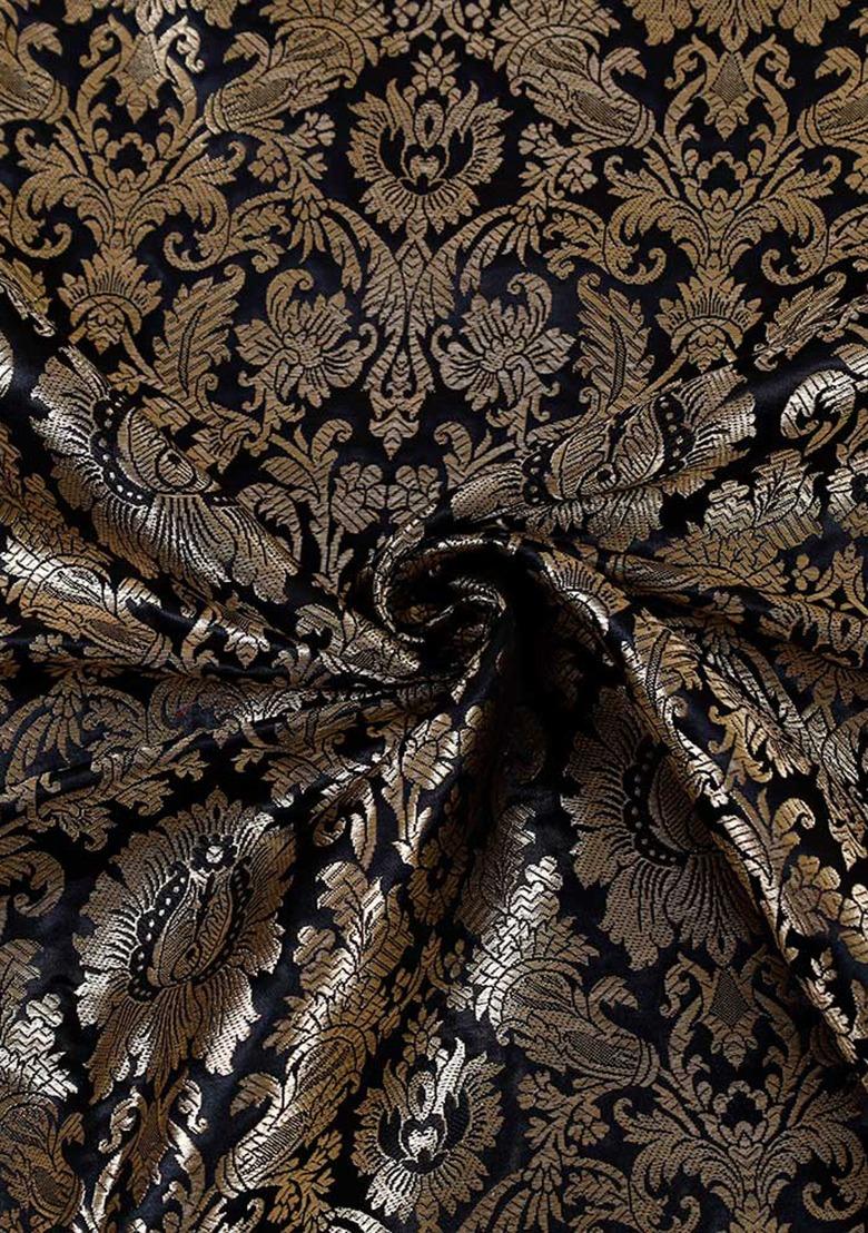 Girls Black Brocade Lehenga Set