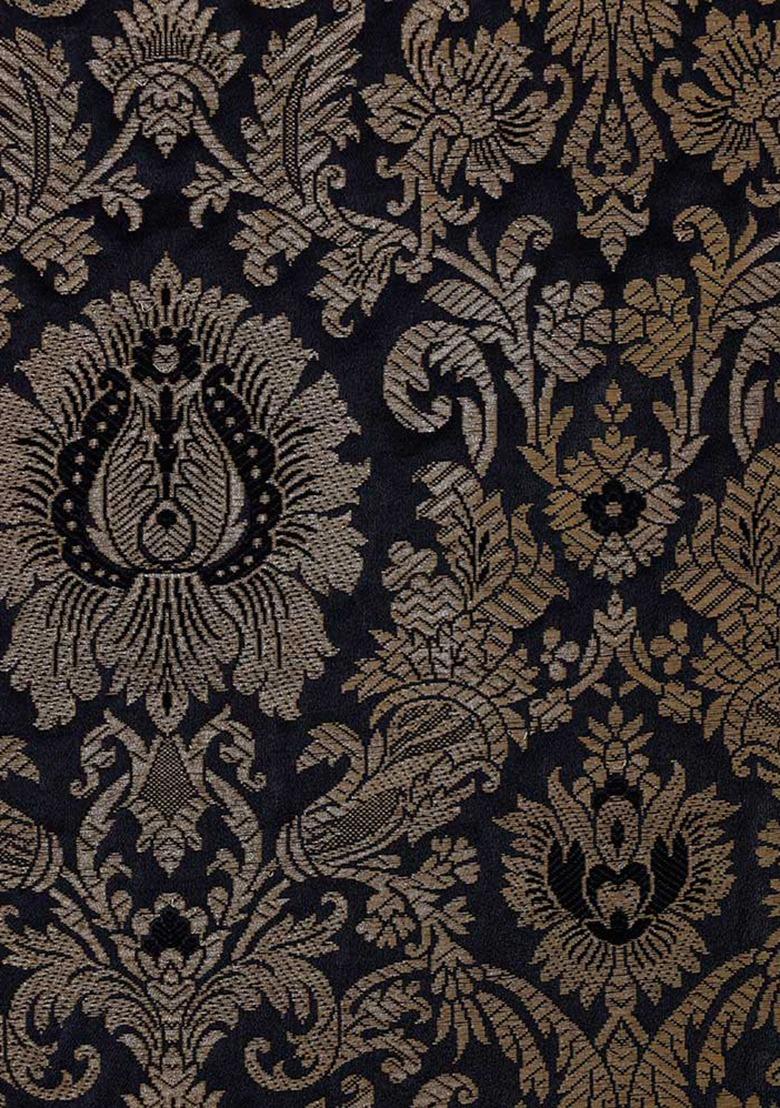 Girls Black Brocade Lehenga Set - Indya