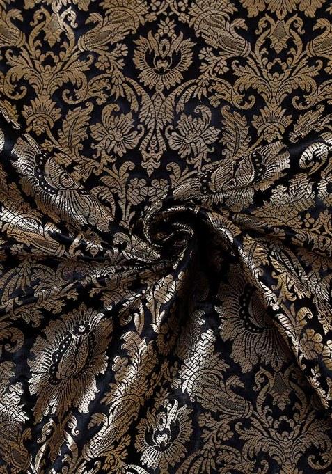 Girls Black Brocade Lehenga Set