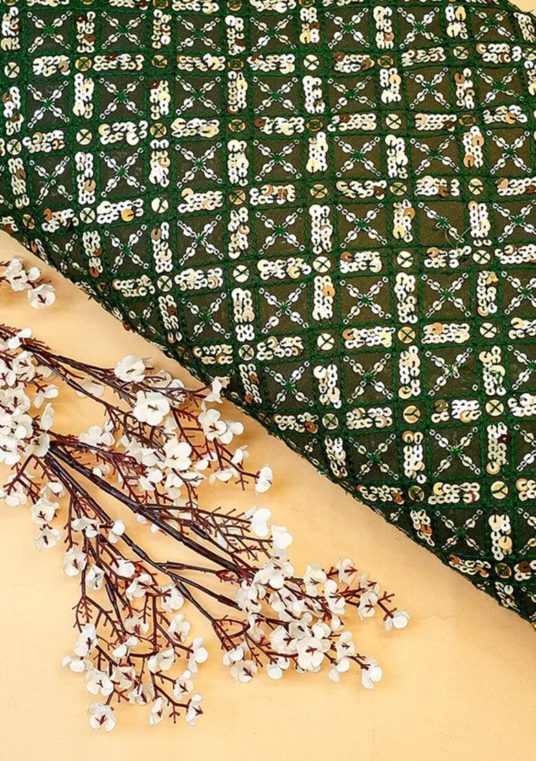 Girls Green Sequin Georgette Lehenga Set - Indya