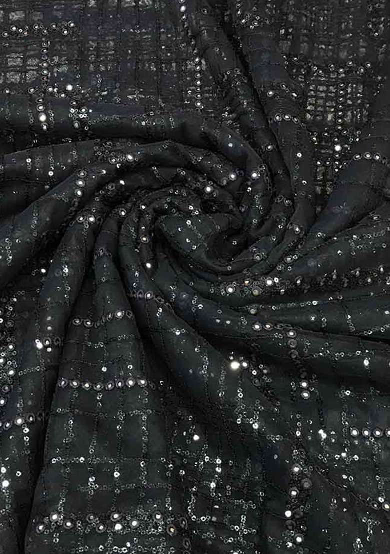 Girls Black Embroidered Georgette Lehenga Set - Indya