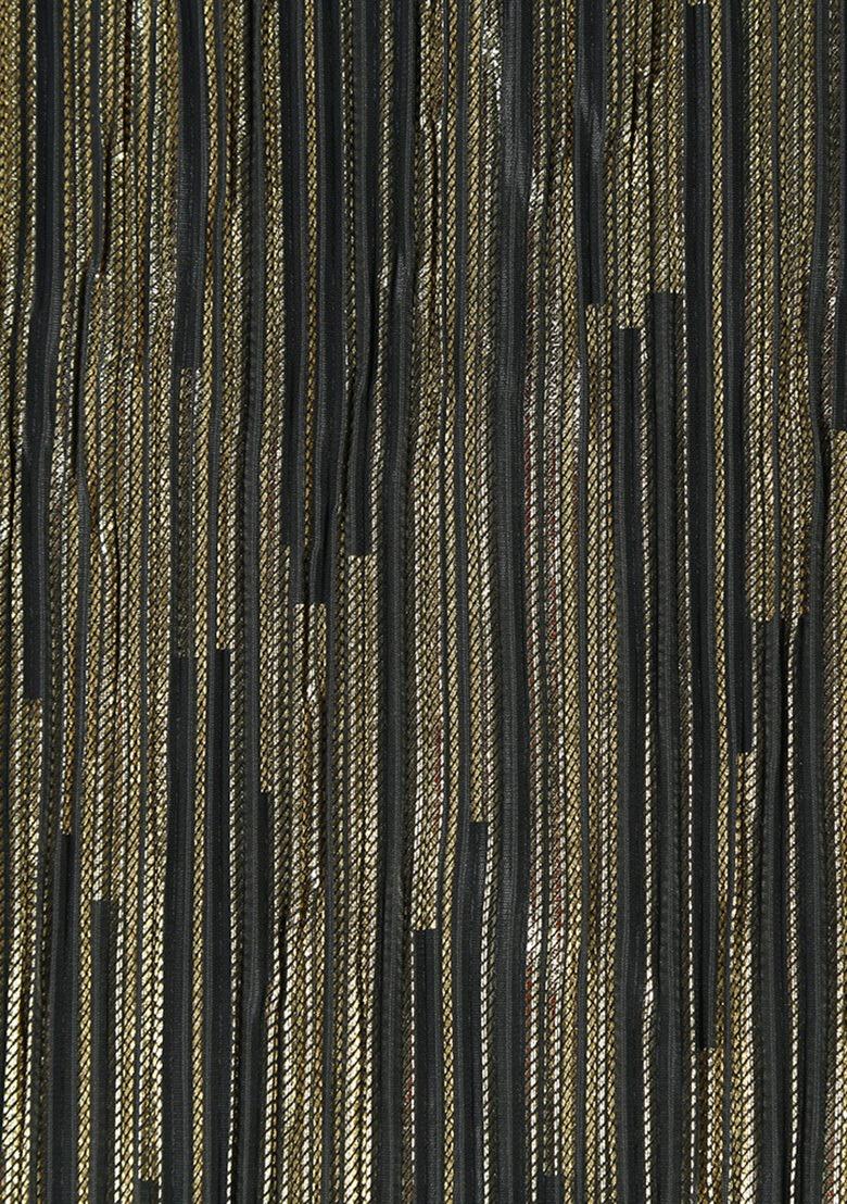 Girls Black And Golden Self Design Lehenga Set