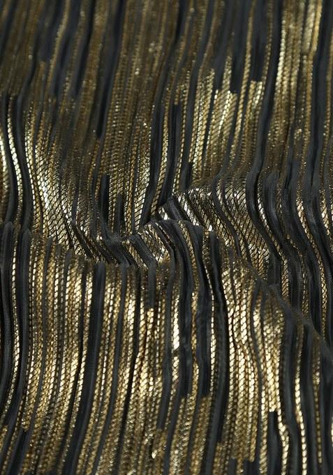 Girls Black And Golden Self Design Lehenga Set