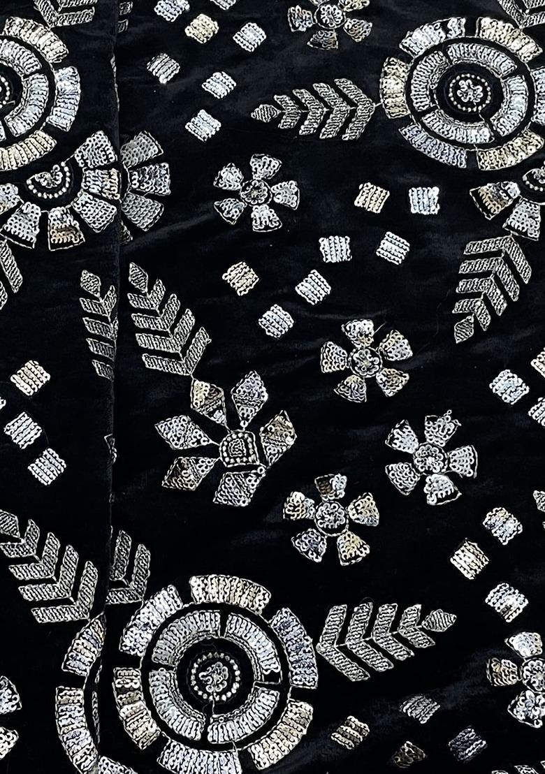 Girls Black Embroidered Georgette Lehenga Set