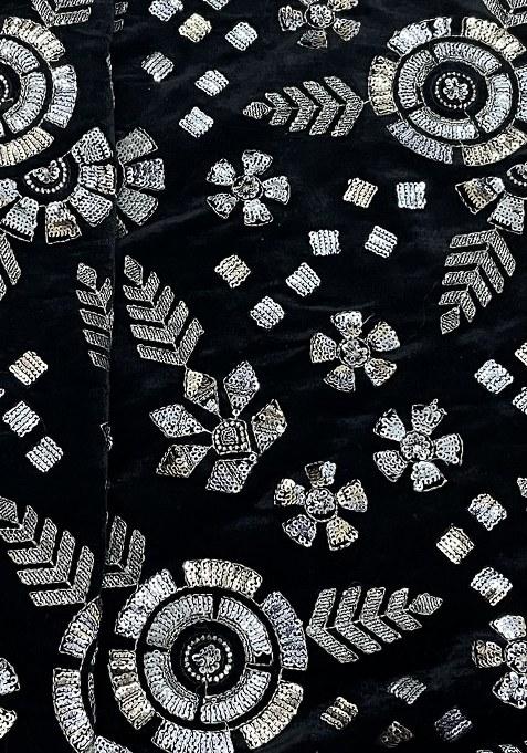 Girls Black Embroidered Georgette Lehenga Set