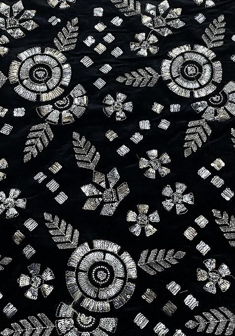 Girls Black Embroidered Georgette Lehenga Set