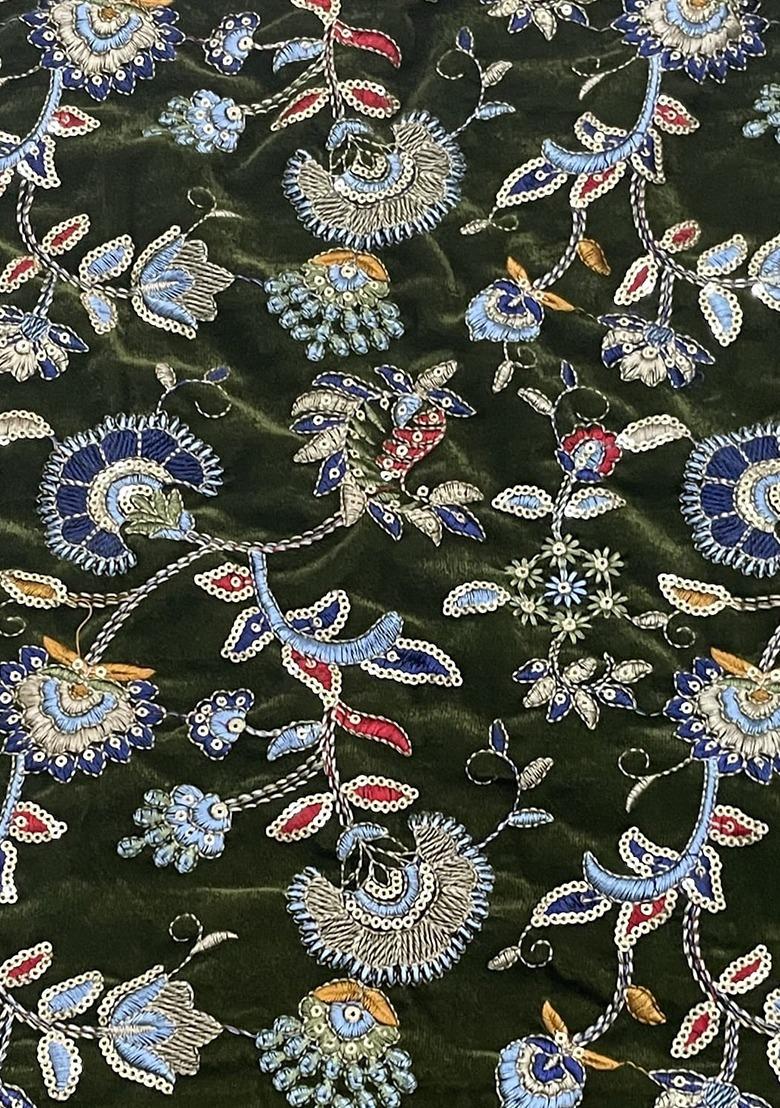 Girls Green Embroidered Georgette Lehenga Set - Indya