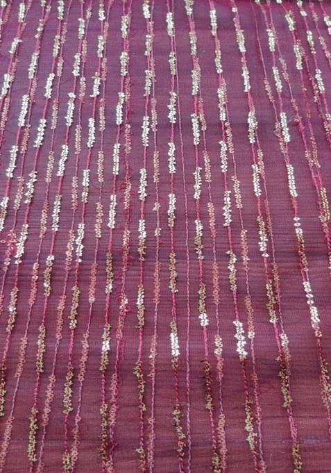 Girls Maroon Embellished Net Lehenga Set