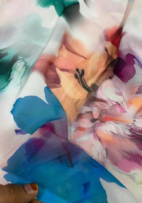 Girls Multicolor Floral Print Georgette Lehenga Set