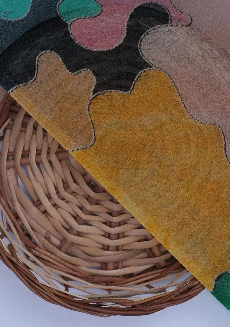 Girls Red Abstract Print Lehenga Set