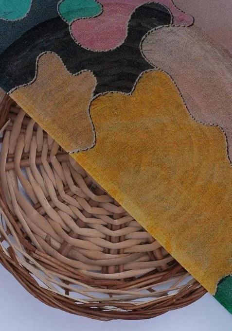 Girls Red Abstract Print Lehenga Set