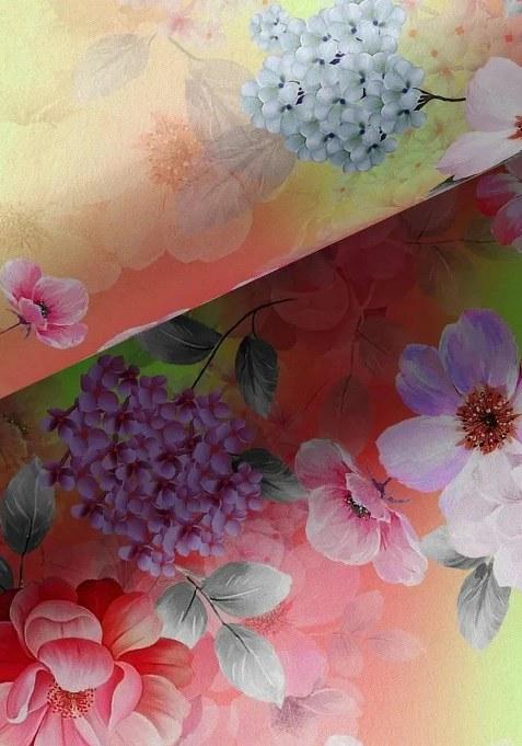 Girls Pink Floral Print Satin Lehenga Set