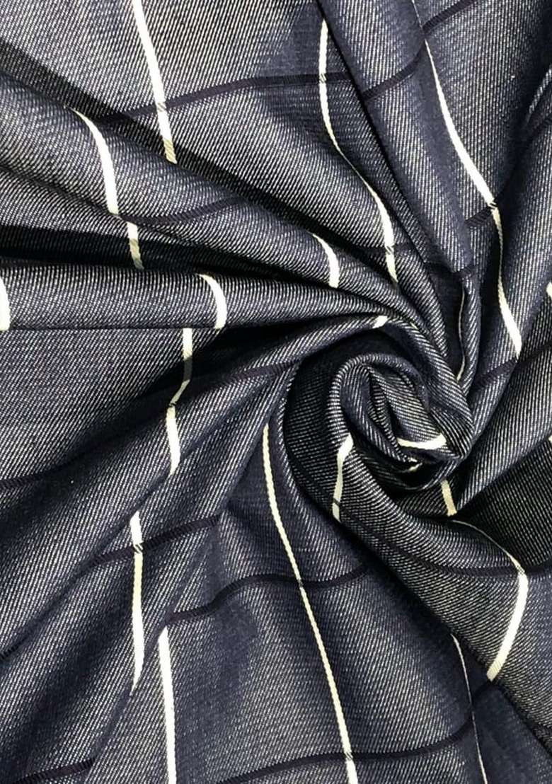 Girls Blue Striped Cotton Denim Co-Ord Set - Indya