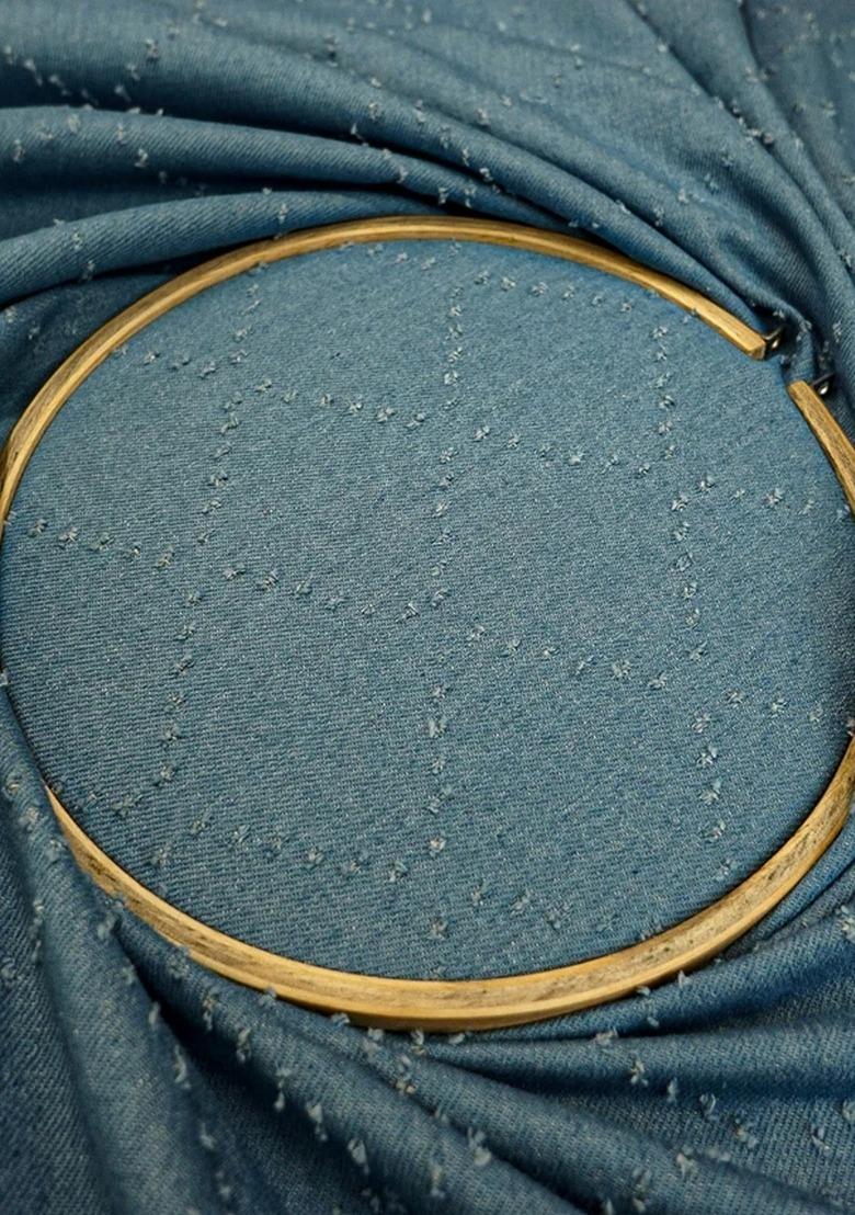 Girls Sky Blue Solid Denim Co-Ord Set - Indya