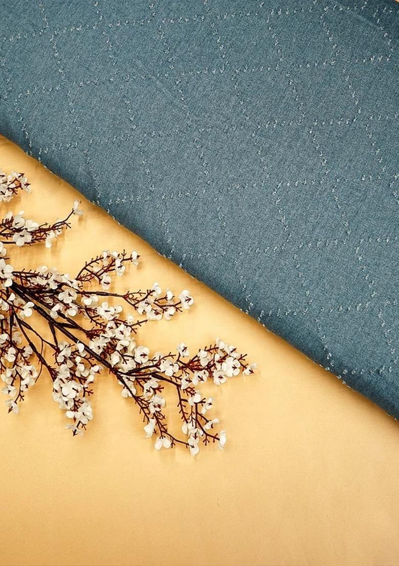 Girls Sky Blue Solid Denim Co-Ord Set - Indya