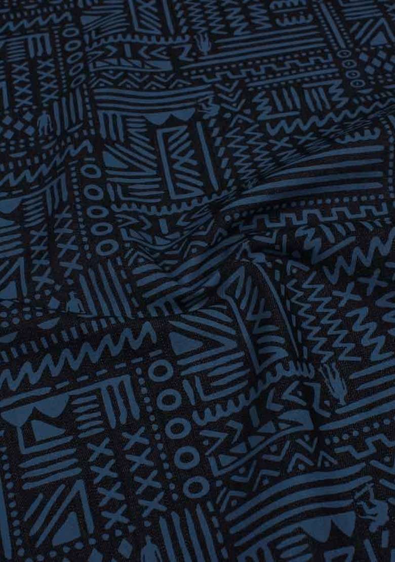 Girls Blue Abstract Print Cotton Denim Co-Ord Set - Indya