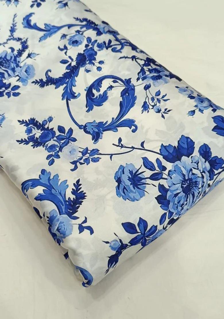 Girls Beige Floral Print Satin Georgette Fusion Set - Indya