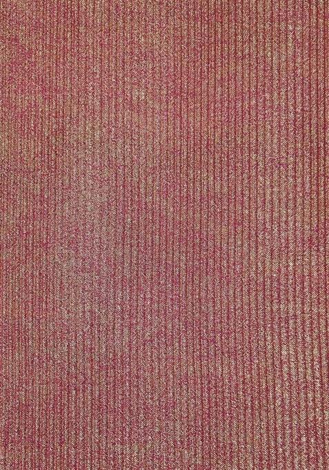 Girls Pink Solid Knit Pre Draped Saree Set