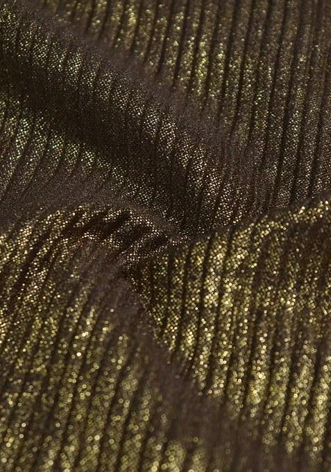 Girls Green Solid Knit Pre Draped Saree Set