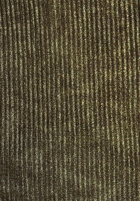 Girls Green Solid Knit Pre Draped Saree Set