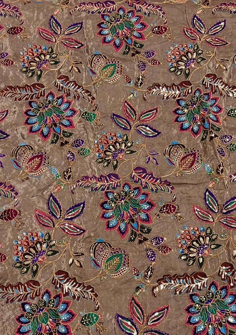 Steel Grey Floral Print Crepe Sharara Set For Girls - Indya