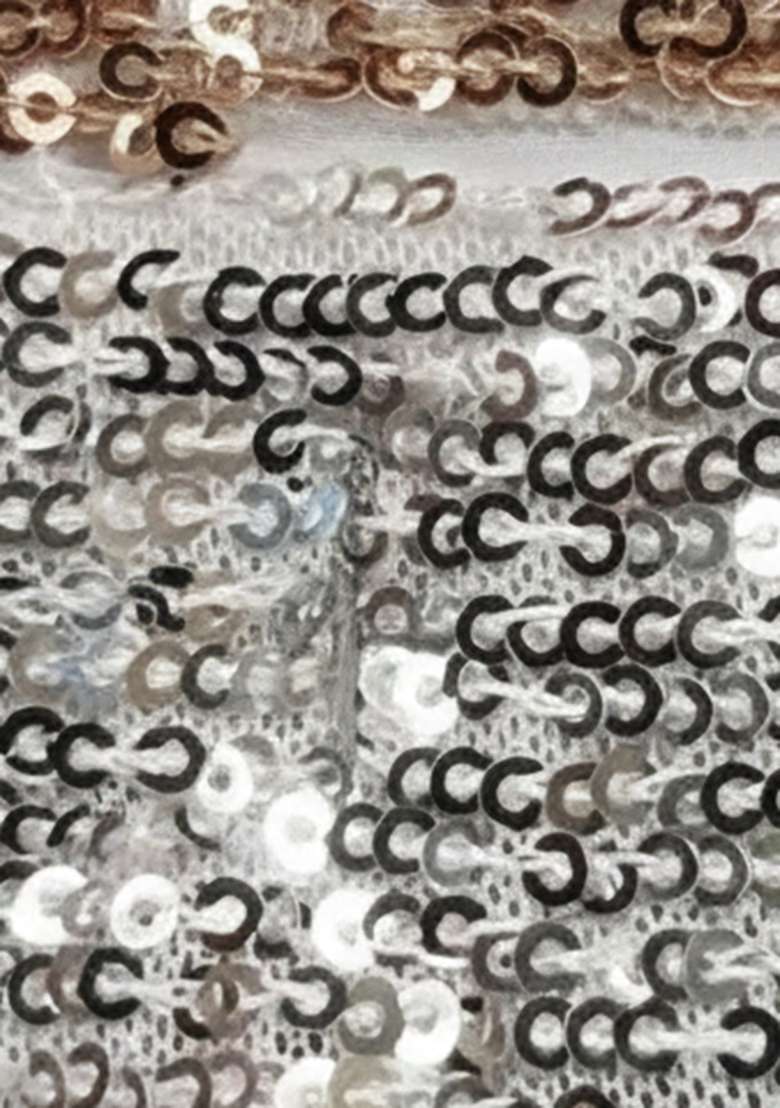 Grey Sequin Net Fusion Set For Girls - Indya
