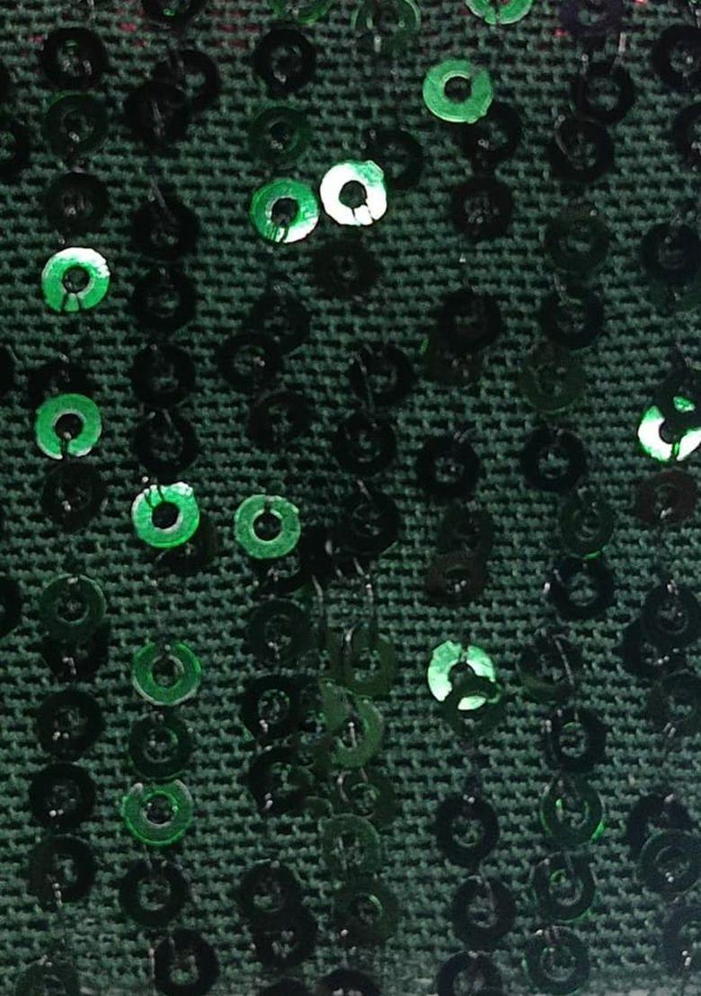 Green Sequin Net Lehenga Set For Girls - Indya
