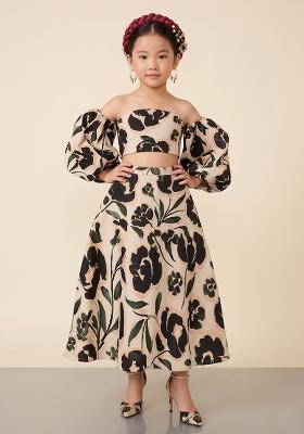 White Printed Cotton Co-Ord Set For Girls