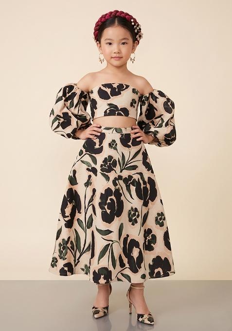 White Printed Cotton Co-Ord Set For Girls