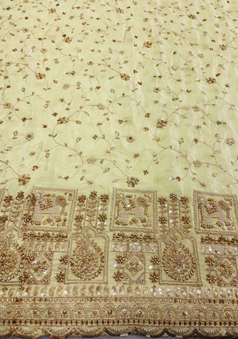 Lemon Yellow Embroidered Crepe Sharara Set For Girls - Indya