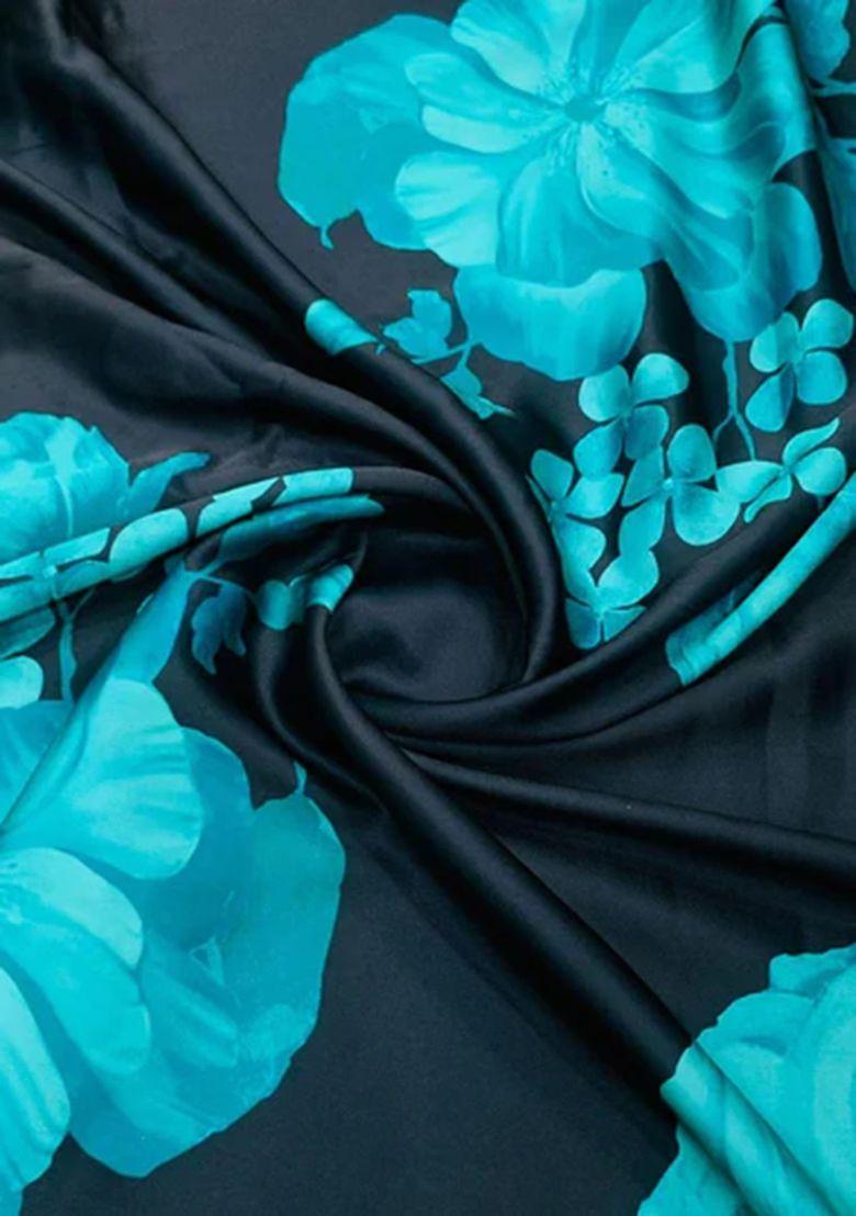 Blue Printed Georgette Lehenga Set For Girls - Indya
