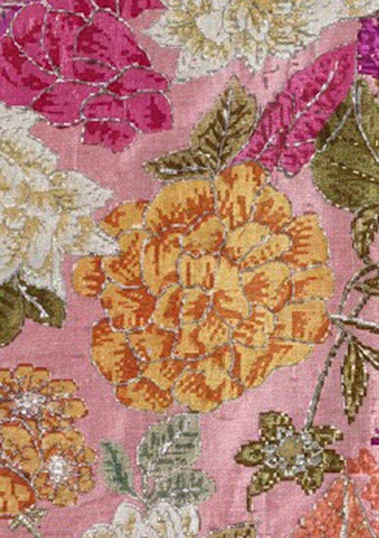 Pink Floral Print Crepe Lehenga Set For Girls - Indya