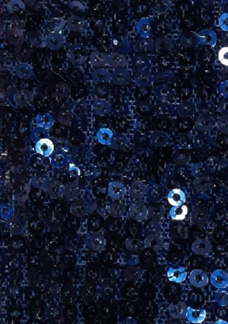 Dark Blue Sequin Net Lehenga Set For Girls - Indya