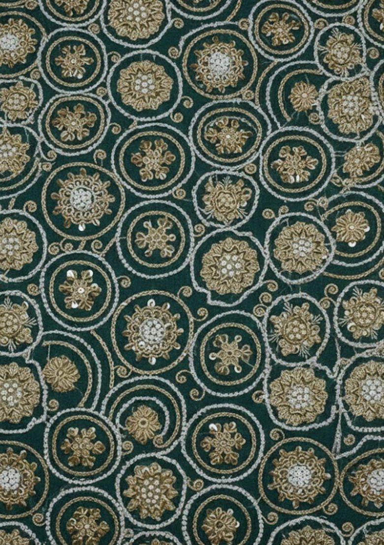 Emerald Green Embroidered Tissue Lehenga Set For Girls - Indya