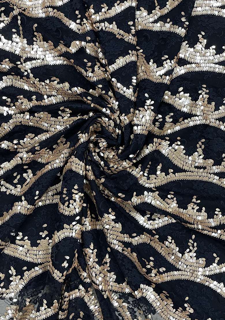 Black Sequin Embellished Blouse Net Pre Draped Saree Set For Girls - Indya