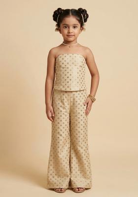 Girls Champagne Gold Mirror Booti Silk Fusion Set