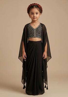 Girls Black Silk Fusion Set