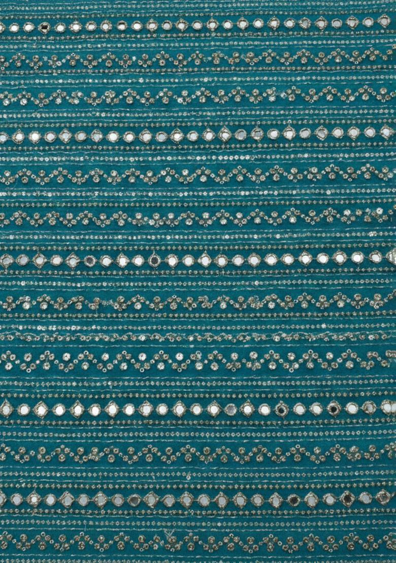 Girls Teal Blue Sequin Georgette Lehenga Set - Indya