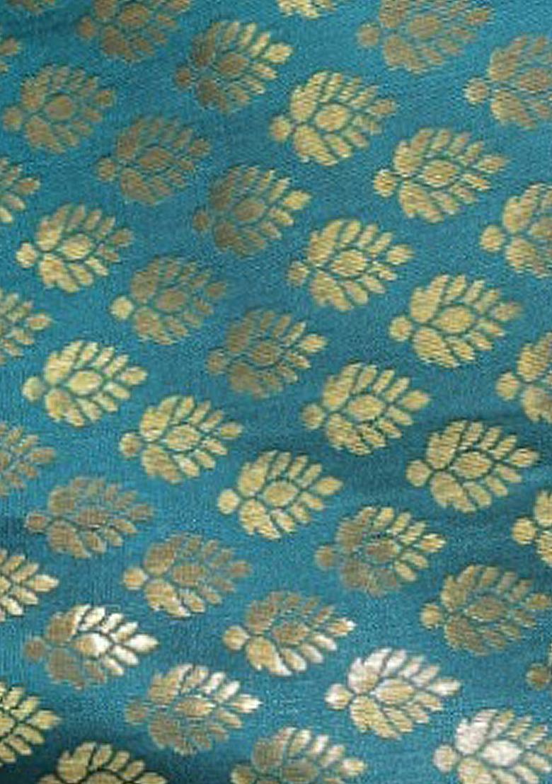 Girls Light Blue Brocade Jacket Cords - Indya