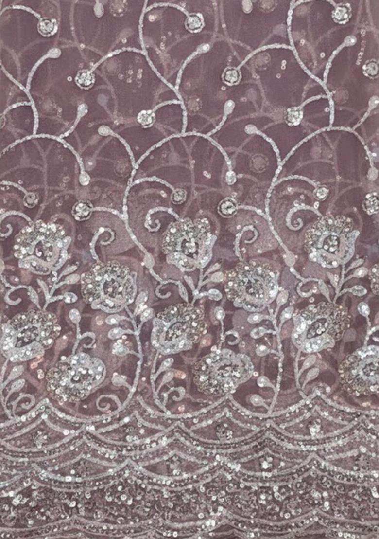 Girls Mauve Embroidered Net Sharara Set - Indya